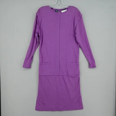 VTG Emanuel Ungaro Parallele Paris Dress Size 6 Silk Wool Purple Long Sleeve 80s - Image 1 of 4
