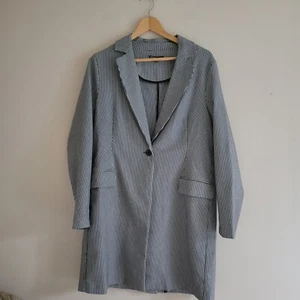 Adrianna Papell Womens Jacquard Long Topper Jacket Houndstooth Size M Career - Picture 1 of 8