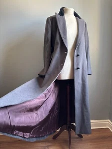 ABRIGO MILITAR DE LANA VINTAGE 14 largo terciopelo ribete plumero fitflare falda steampunk - Imagen 1 de 24
