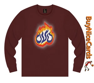 Drake's October's Very Own OVO Flame Longsleeve Burgundy T-Shirt Size XL - Picture 1 of 6