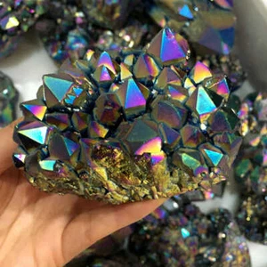 Natural Rainbow Aura Titanium Quartz Crystal Cluster VUG Rock Healing Gift 80g+ - Picture 1 of 12