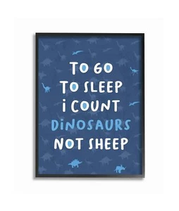 The Kids Room by Stupell to Go to Sleep I Count Dinosaurs Not Sheep Blue Typo... - Picture 1 of 4