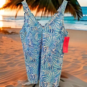 Lilly Pulitzer Tank Damen XS Florin Leinen Amalfi blau weiß am Meer - Bild 1 von 6