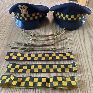 Vintage Lot Chicago Police Hat Band Cord Midway Cap Co - Size 7 1/8 Shield  #Z