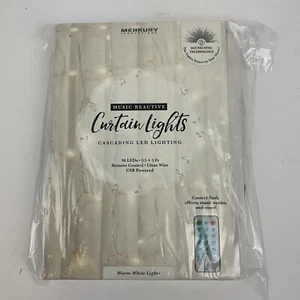 Merkury Innovations 96 LED Music Reactive Cascading Curtain Lights w/Remote New - Picture 1 of 6