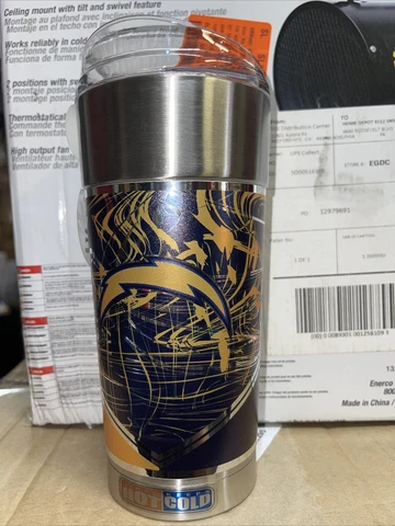 Los Angeles Chargers Tumbler Cup Mug 24 Oz Stainless Steel Slideable Lid Cover