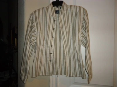 LIZ WEAR TOP MANGA LARGA RECORTADO ENCAJE COLOR MARRÓN Y CREMA PEQUEÑO NUEVO SIN ETIQUETAS Foto 1 de 4