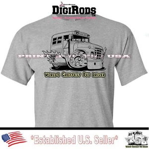 Greatest School Bus Driver Hot Rod Racing Pipe Cartoon DigiRods T Shirt  - Picture 1 of 6