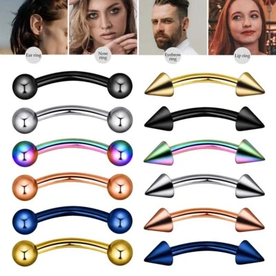Anillo de tachuelas para cejas 316L acero piercing barra curva labio anillo Daith 16G 12 un. Foto 1 de 4