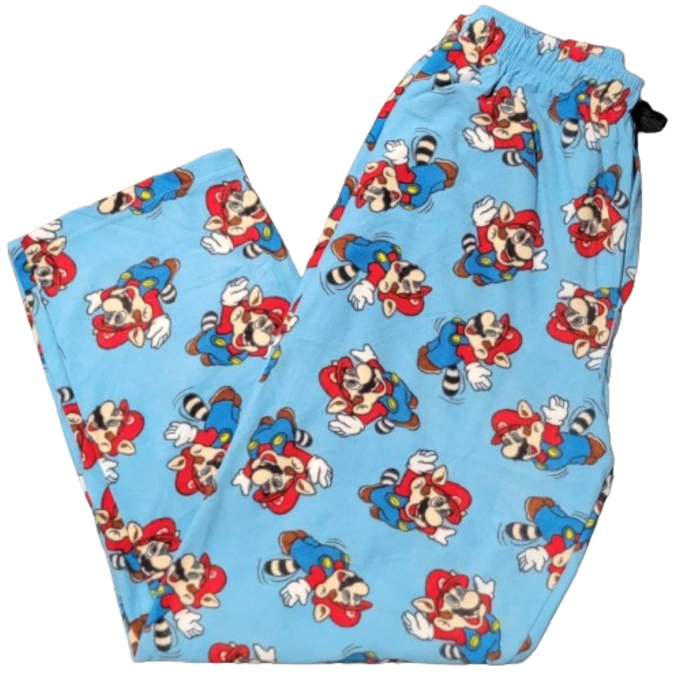 Official Nintendo NES Super Mario Bros. 3 III Blue Lounge Pants! (Adult Medium) - Image 1 of 2