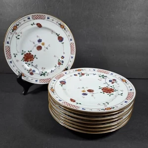 8 Noritake Ireland ~ NANKING ~ Porcelain Salad Dessert Plates 8" Gold Rim - Picture 1 of 9