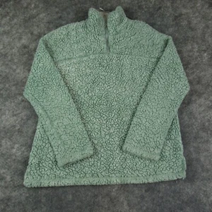 Peach Love Shirt Women Small Blue Fleece Pullover Quarter Zip Long Sleeve Casual - Picture 1 of 12