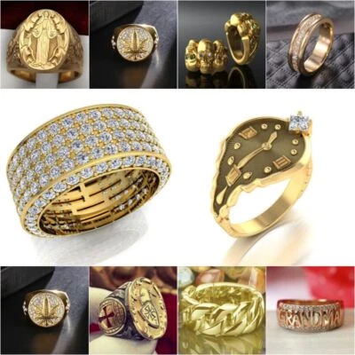 Cubic Zirconia Size 5-13 Inlay Diamond Men Women Rings Alloy Dark Punk Style - Bild 1 von 4