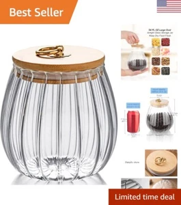 Vintage Glass Canister with Airtight Bamboo Lid - Stylish Storage Solution - Picture 1 of 9