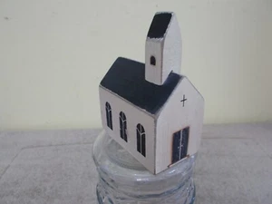 DE COLECCIÓN MADERA MACIZA ARTE POPULAR IGLESIA MINITURE PRIMITIVO PINTADO GRANJA DE CONUTRY - Imagen 1 de 10