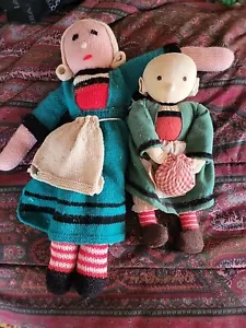 2 Vintage Becassine Cloth Doll Dolls French - Picture 1 of 5