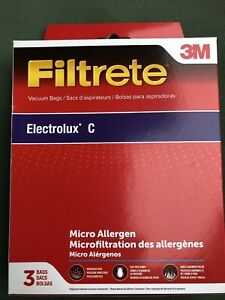 3M Filtrete Electrolux C Micro Allergen Vacuum Bags - 3 Bags/Box NEW Free Ship!