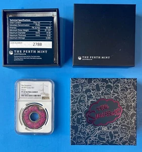 2019 Simpsons Donut Proof 1 Oz Silver Coin NGC PF 69 Ultra Cameo #/3000 Tuvalu - Picture 1 of 6