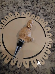 Olive Wood Bottle Stopper Handcrafted Stainless Steel Holy Land Israel - Picture 1 of 3