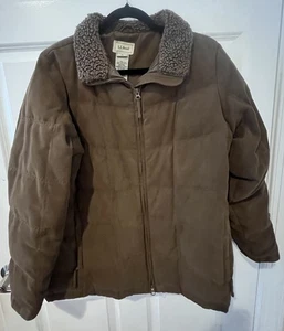 L.L.Bean Puffer Jacket Women's XL Brown Puffer Goose Down Lined, Sherpa, Zip, - Picture 1 of 14