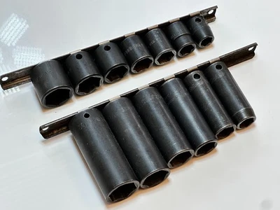 Snap-On Tools USA 13pc Deep/Shallow SAE IMPACT Socket Set Lot, 3/8” Drive, 6 PT. - Image 1 of 4