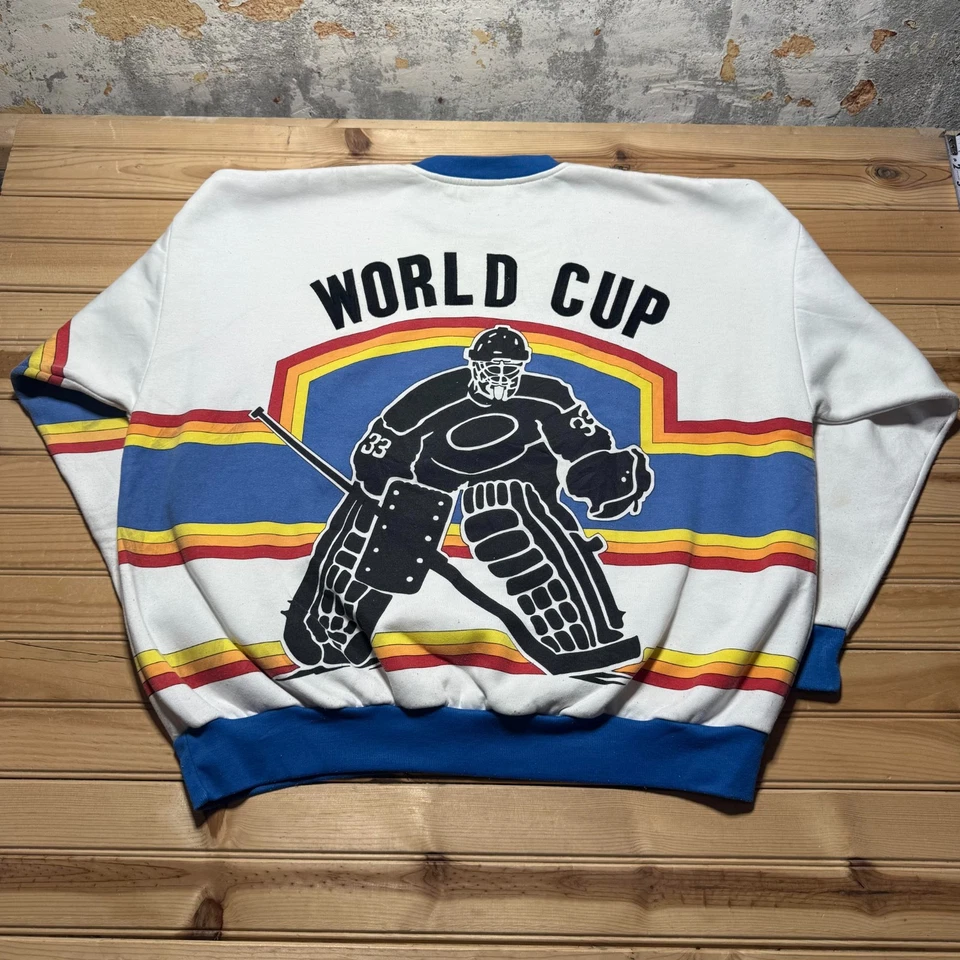 Винтажный 90-х хоккей чемпионата мира НХЛ графический Crewneck пуловер толстовка - размер XL - Изображение 1 из 4