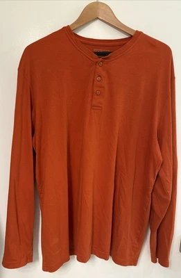 L.L. Bean Henley Men's XL Tall Long Sleeve Cotton Burnt Orange Traditional Fit - Image 1 of 4