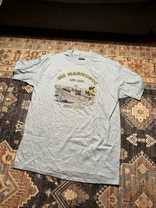 Camicia vintage USS Manitowoc taglia XL Hanes blu chiaro - Foto 1 di 10