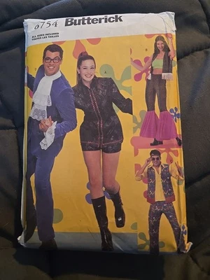Butterick 6754 Austin Powers, Hippie Costume Pattern Misses' & Men's XS-XL Uncut - Image 1 of 2