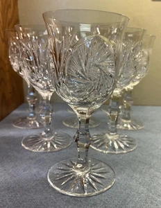 9 copas de champán de agua de vino mezcladas Eleanor de cristal Galway y corte americano - Imagen 1 de 9