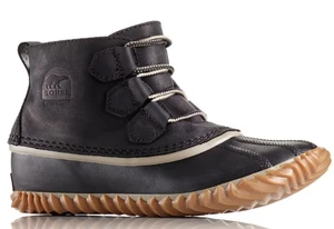 Botas para mujer Sorel Out ’N About – Talla 9,5 – Cuero negro – Con cordones – Sin caja - Imagen 1 de 6