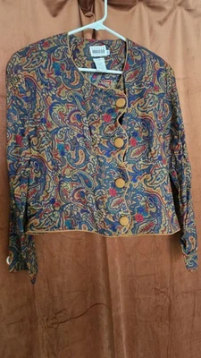 Vintage Leslie Fay  Women's Paisley & Floral Top Size 14 Size Large Size xl - Image 1 of 4