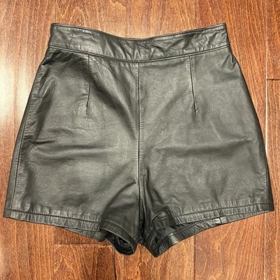 Vintage Chia Genuine Leather Rise Shorts Black Women Size 6 Sexy - Image 1 of 4