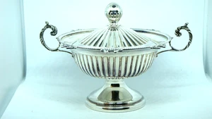 VINTAGE PALERMO, ITALY 800 SILVER BOWL SUGAR BOWL with LID n HANDLES LABEL ON - Picture 1 of 10