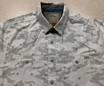 511 Tactical Shirt Mens Medium Gray Crestline Camo Snap Short Sleeve 71377 - Image 1 of 4