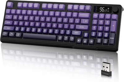 M96 Wireless Membrane Gaming Keyboard Gradient Keys with Knob Rainbow Backlit - Image 1 of 4