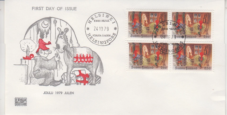 FINLAND  : 1979   FDC/ COVER - SCOTT # 625  BLOCK 4 / XMAS - Image 1 of 1