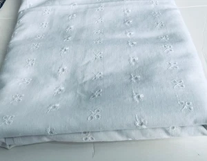 Vintage Cotton Eyelet Fabric: 46" x 2.75 yards Embroidered Off-White - Picture 1 of 4