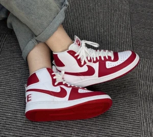 Zapatos para hombre Nike Terminator High en la parte superior de cuero ""Blanco/Rojo liso"" unisex - Imagen 1 de 19