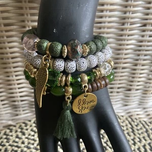 Armband Set 4tlg Perlen Boho Ibiza Style Modeschmuck Glasperlen Stretcharmband - Bild 1 von 8
