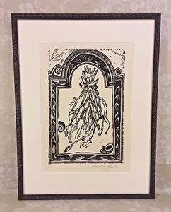 Impresión en bloque de madera a prueba de artista en marco de Galería Lafayette J Kooilf Artista - Imagen 1 de 8