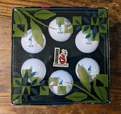 Новый в коробке Атланта 1996 Олимпийских игр, шесть Top Flite Tour мячи для гольфа и Torch Pin - Изображение 1 из 4