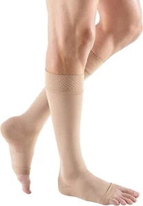 Medi Forte Open Toe Knee Highs w/Dotted Silicone Band 40 50 mmHg Wide - Picture 1 of 3