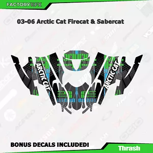 Green Thrash Graphics kit fits Arctic Cat Sabercat Firecat 500 600 700 F5 F6 F7 - Foto 1 di 2