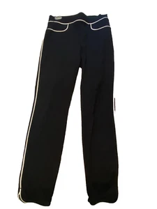 Gebrauchte HUE schwarze Baumwolllegging Skinny Hose mit weißen Streifen & Besatz - Größe S/M - Bild 1 von 8