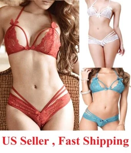 Women Lace Sexy Lingerie Bikini G-String Bra Thong Underwear Set G - Picture 1 of 6