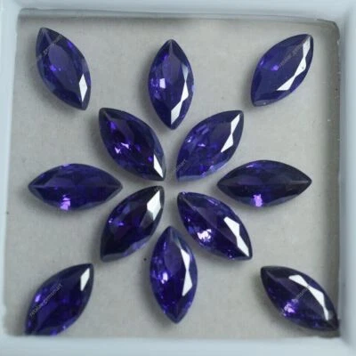30 Pcs Natural Purple Tanzanite CERTIFIED Marquise Cut Loose Gemstone 7 MM Lot - Image 1 of 4