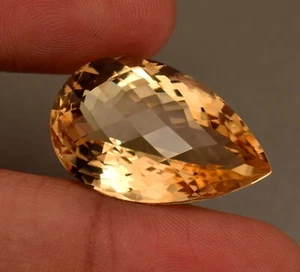 25.05 Ct Natural Golden Yellow Citrine Certified Pear Cut Loose Gem Brazil - Picture 1 of 5