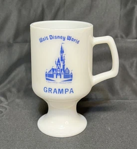 Vintage Walt Disney World GRAMPA Footed Souvenir White MilkGlass Mug 5 1/2” Tall - Picture 1 of 7