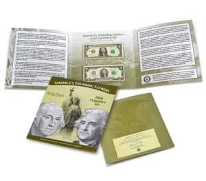 2020 America's Founding Fathers Currency Set Match Serial Numbers $1, 2 UNOPENED - Picture 1 of 4